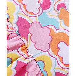 Babyhug 100% Cotton Frill Sleeves  Frock Style Onesie Cloud Print - Pink