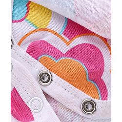 Babyhug 100% Cotton Frill Sleeves  Frock Style Onesie Cloud Print - Pink