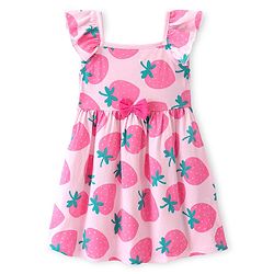 Babyhug Cotton Jersey Knit Sleeveless Frock With Bloomer Strawberry Print - Pink