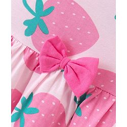 Babyhug Cotton Jersey Knit Sleeveless Frock With Bloomer Strawberry Print - Pink