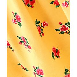 Babyhug Cotton Jersey Frill Sleeves Floral Printed Frock With Bloomer & Bow - Yellow