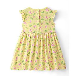 Babyhug Cotton Jersey Knit Frill Sleeves Frock With Bloomer Floral Print - Yellow