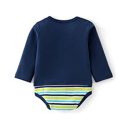 Babyhug 100% Cotton Knit Full Sleeves Onesie with Bear Print - Navy Blue