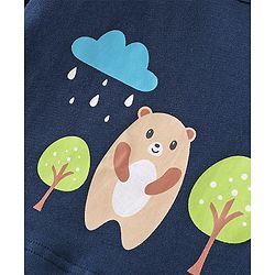 Babyhug 100% Cotton Knit Full Sleeves Onesie with Bear Print - Navy Blue