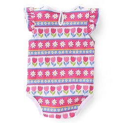 Babyhug 100% Cotton Knit Sleeveless with Frill Detailing Onesie Pack of 3 Text & Floral Print - Mutlicolour