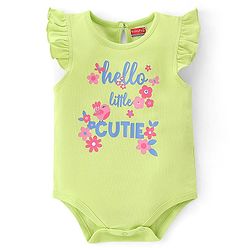 Babyhug 100% Cotton Knit Sleeveless with Frill Detailing Onesie Pack of 3 Text & Floral Print - Mutlicolour