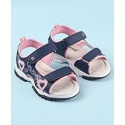 Cute Walk by Babyhug Sandal with Velcro Closure Heart Applque - Grey & Pink