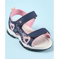 Cute Walk by Babyhug Sandal with Velcro Closure Heart Applque - Grey & Pink