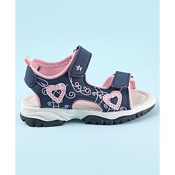 Cute Walk by Babyhug Sandal with Velcro Closure Heart Applque - Grey & Pink