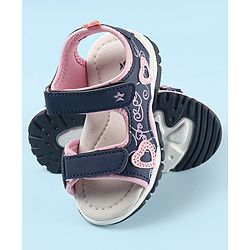Cute Walk by Babyhug Sandal with Velcro Closure Heart Applque - Grey & Pink