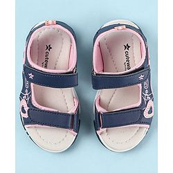 Cute Walk by Babyhug Sandal with Velcro Closure Heart Applque - Grey & Pink