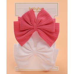 Babyhug Free Size Headbands with Bow Applique Pack of 2 - Fuchsia & White