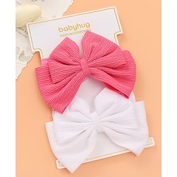 Babyhug Free Size Headbands with Bow Applique Pack of 2 - Fuchsia & White