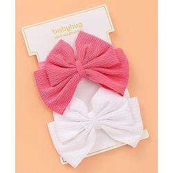 Babyhug Free Size Headbands with Bow Applique Pack of 2 - Fuchsia & White