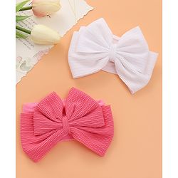 Babyhug Free Size Headbands with Bow Applique Pack of 2 - Fuchsia & White