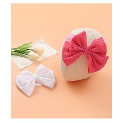 Babyhug Free Size Headbands with Bow Applique Pack of 2 - Fuchsia & White