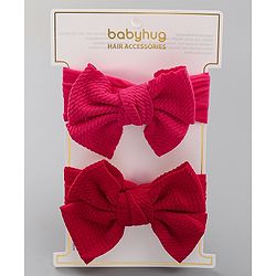 Babyhug Free Size Bow Style Headbands Pack of 2 - Red & Dark Pink