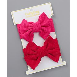 Babyhug Free Size Bow Style Headbands Pack of 2 - Red & Dark Pink