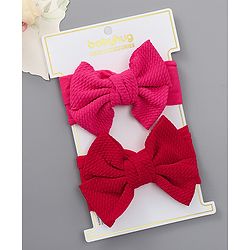Babyhug Free Size Bow Style Headbands Pack of 2 - Red & Dark Pink