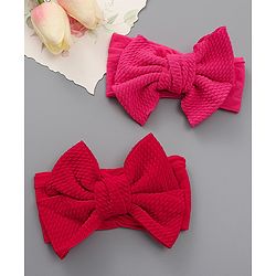 Babyhug Free Size Bow Style Headbands Pack of 2 - Red & Dark Pink