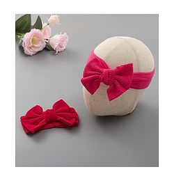 Babyhug Free Size Bow Style Headbands Pack of 2 - Red & Dark Pink