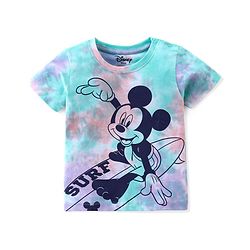 Babyhug Disney Cotton Knit Half Sleeves Tie & Dye T-Shirt Mickey Mouse Print- Blue