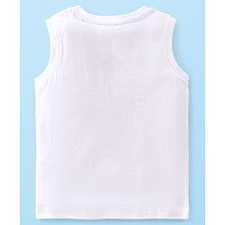 Babyhug Disney Cars 100% Cotton Knit Half Sleeves Regular Collar printed Shirt with Sleeveless T-Shirt- White & Red
