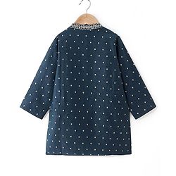 Babyhug Woven Full Sleeves Kurta & Pyjama Set With Foil Print - Navy Blue
