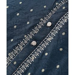 Babyhug Woven Full Sleeves Kurta & Pyjama Set With Foil Print - Navy Blue
