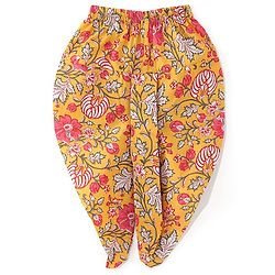 Babyhug Cotton Woven Full Sleeves Angarakha Kurta Dhoti Set Floral Print- Mustard