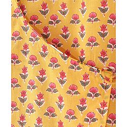 Babyhug Cotton Woven Full Sleeves Angarakha Kurta Dhoti Set Floral Print- Mustard