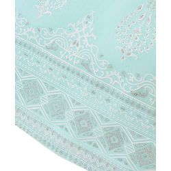 Babyhug Woven Sleeveless Kurti & Salwar Set with Dupatta with Floral Print & Embroidery Detailing - Aqua Blue