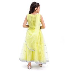 Babyhug Sleeveless Net Sequin Embroidered Lehenga Choli & Dupatta -Yellow