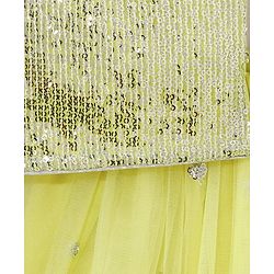 Babyhug Sleeveless Net Sequin Embroidered Lehenga Choli & Dupatta -Yellow