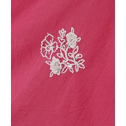 Babyhug Woven  Sleeveless Floral Embroidered Halter Neck Chanderi Kurti Palazo Set with Dupatta - Pink