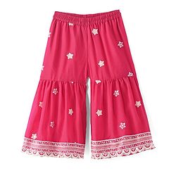 Babyhug Sleeveless  Top With Sharara & Floral Embroidered Jacket Set - Pink