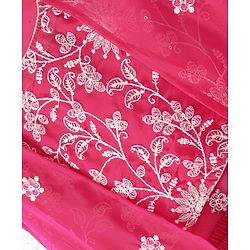 Babyhug Sleeveless  Top With Sharara & Floral Embroidered Jacket Set - Pink