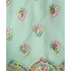 Babyhug Woven Half Sleeves Sequenced Embroidered Lehenga Choli & Dupatta Set - Mint