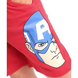Babyhug Marvel Cotton Knit Shorts With Avengers Graphics - Red