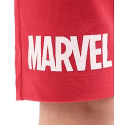 Babyhug Marvel Cotton Knit Shorts With Avengers Graphics - Red