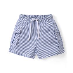 Babyhug Cotton Knit Half Sleeves Text Printed Polo T-Shirt & Striped Shorts Set - Yellow & Blue