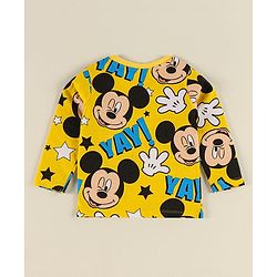 Babyhug Disney Half Sleeves T-Shirt & Jogger Pant With Mickey Mouse - Yellow & Black