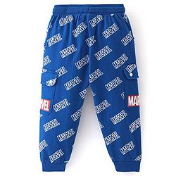 Babyhug Marvel Cotton Looper Knit Full Length Lounge Pant Text Print - Blue