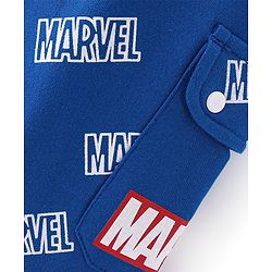 Babyhug Marvel Cotton Looper Knit Full Length Lounge Pant Text Print - Blue