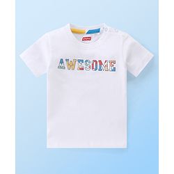 Babyhug 100% Cotton Knit Dungaree & Half Sleeves T-Shirt Set With Abstract Print -Multicolour