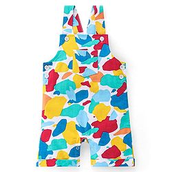 Babyhug 100% Cotton Knit Dungaree & Half Sleeves T-Shirt Set With Abstract Print -Multicolour