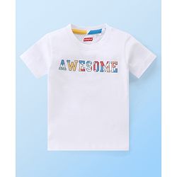 Babyhug 100% Cotton Knit Dungaree & Half Sleeves T-Shirt Set With Abstract Print -Multicolour