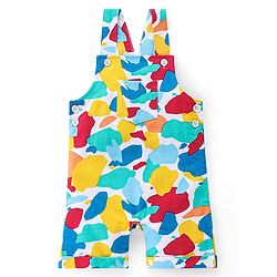 Babyhug 100% Cotton Knit Dungaree & Half Sleeves T-Shirt Set With Abstract Print -Multicolour