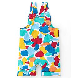 Babyhug 100% Cotton Knit Dungaree & Half Sleeves T-Shirt Set With Abstract Print -Multicolour