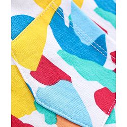 Babyhug 100% Cotton Knit Dungaree & Half Sleeves T-Shirt Set With Abstract Print -Multicolour